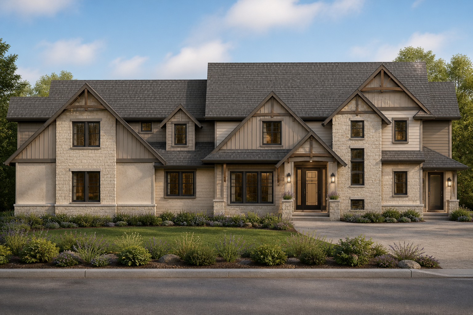 Modern Craftsman exterior rendering